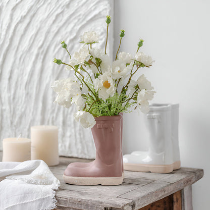 Vase décoratif rustique en céramique en forme de botte