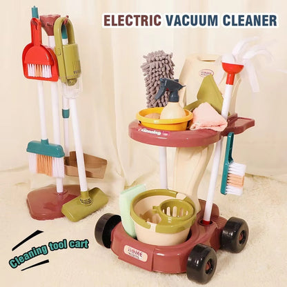 Household Cleaning Play Set with Broom Bucket Soap Bin Wet Floor Sign Dustpan Brush and Much More Included Great Fun for Kids