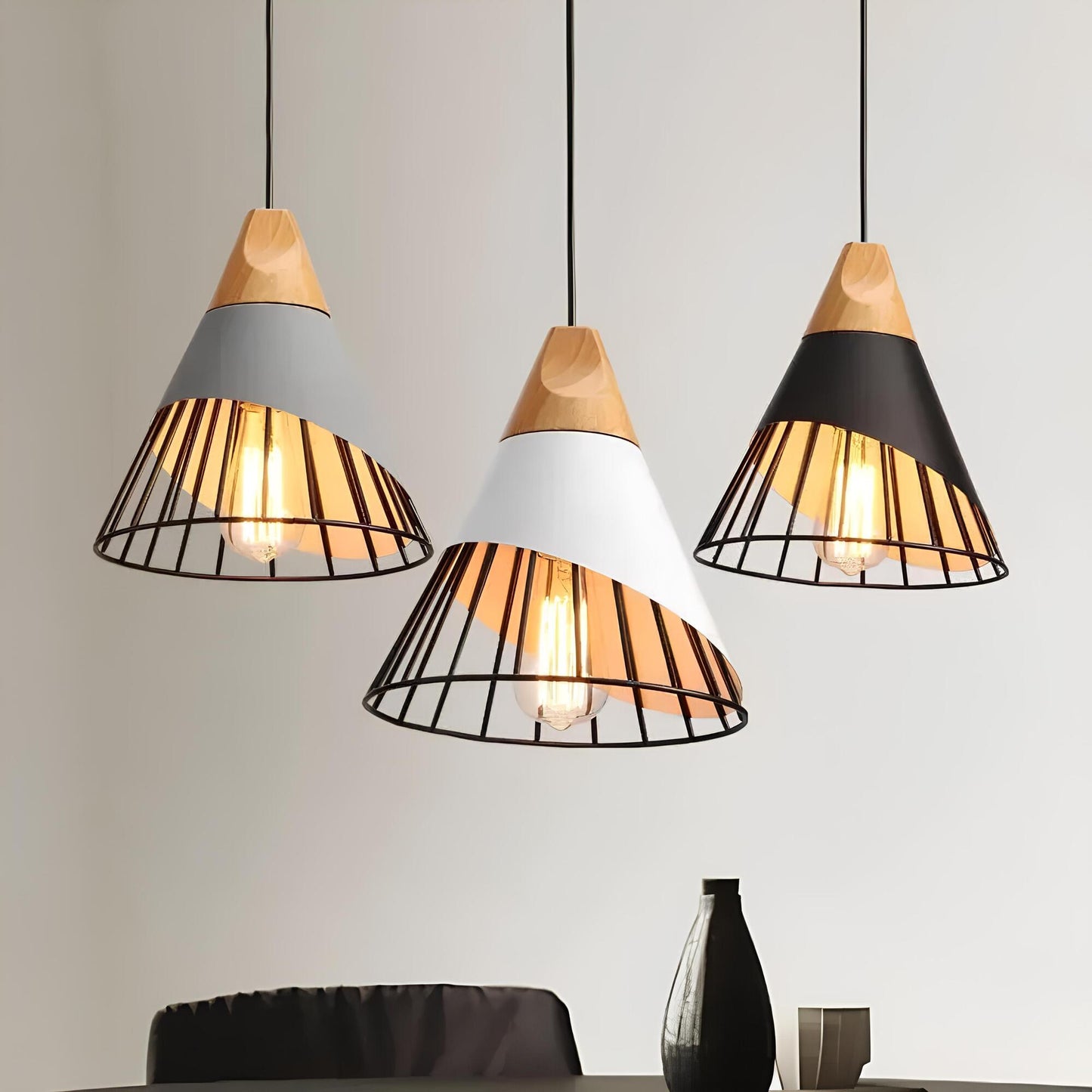 Rustic Metal Pendant Light With Open Frame - Halri