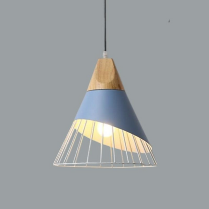 Suspension rustique en bois et métal