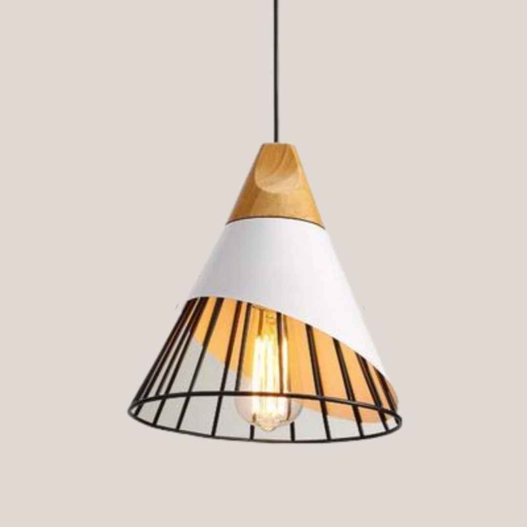 Suspension rustique en bois et métal