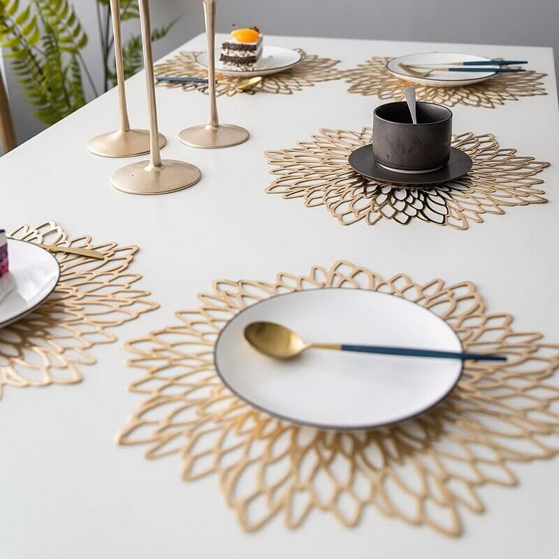 Luxury PVC Round Placemats – Elegant Table Mats for Dining, Available in Sets of 4, 6, or 8, 36-38 cm Diameter 4
