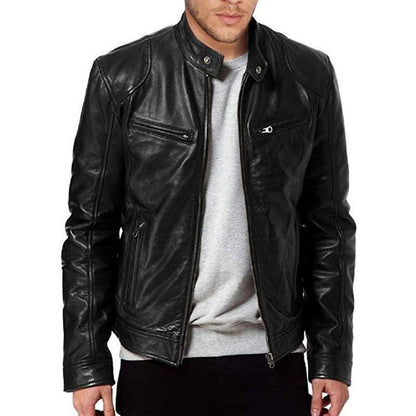 Faux Leather Motorcycle Style Jacket - Halri