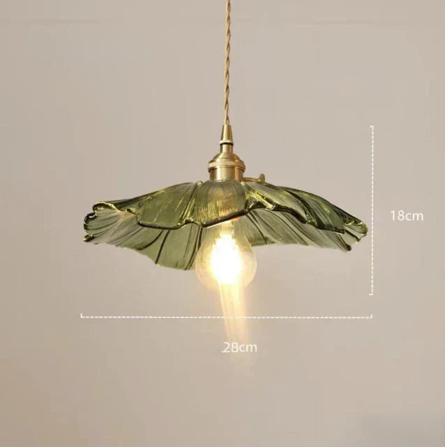 Magnifique lampe suspendue en verre à motif floral