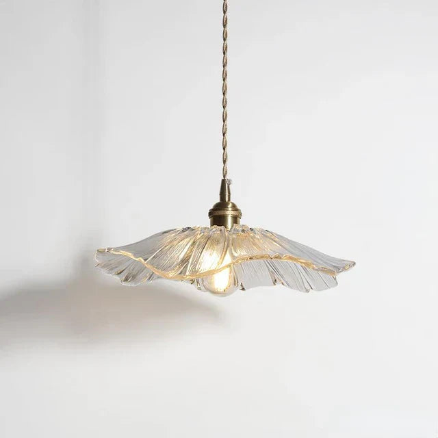 Magnifique lampe suspendue en verre à motif floral