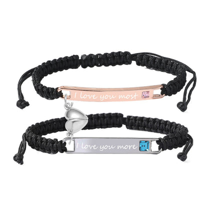 Customizable Heart Shaped Magnetic Love Charm Bracelet Set - Halri