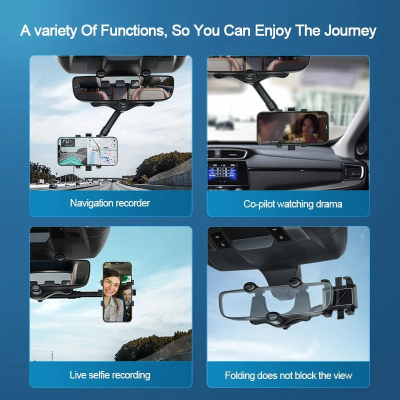 Adjustable Universal Car Phone Mount Mirror Holder