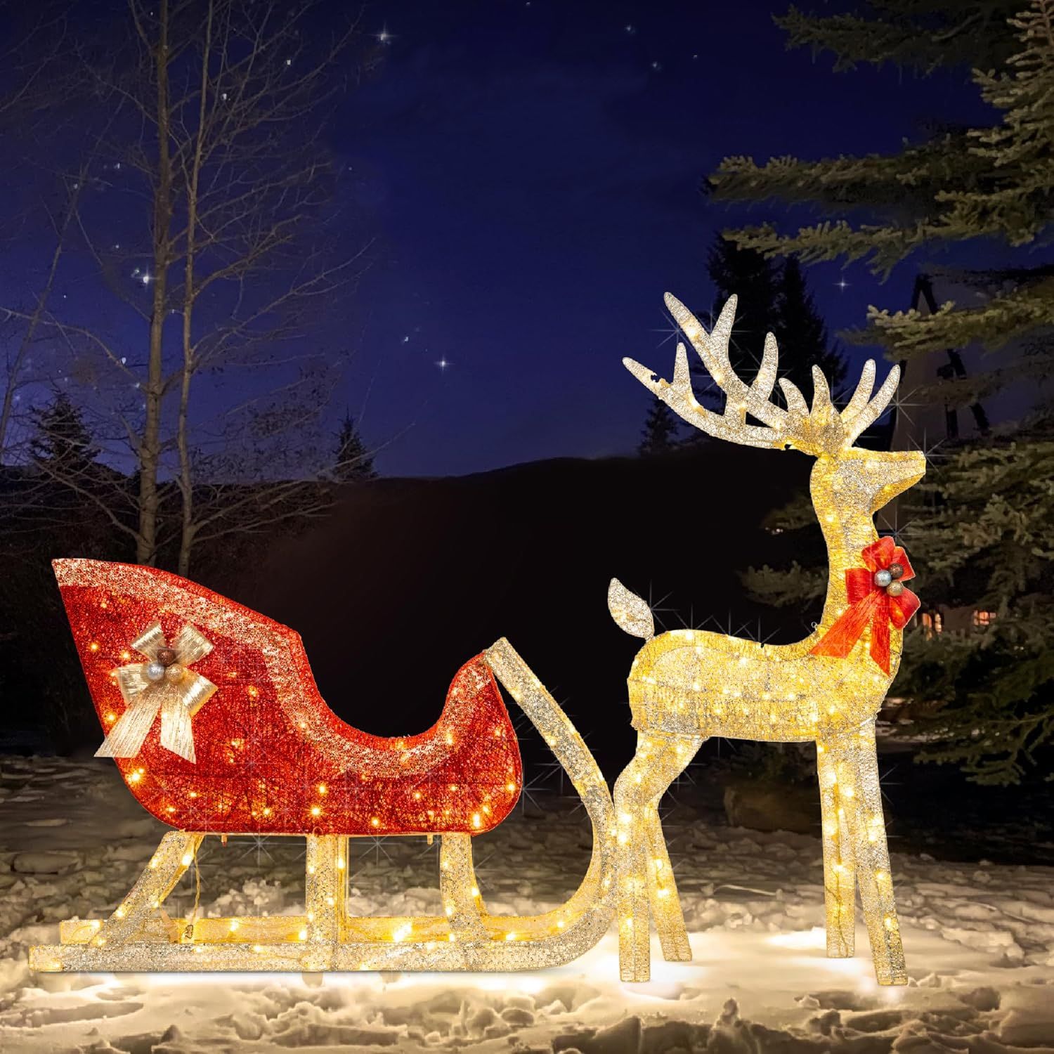 Giant Holiday Christmas Sleigh Outdoor Decor - Halri