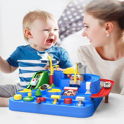 Race Track STEM Learning Toy for Kids Ages 3+ with 4 Mini Cars and 9 Fun Puzzle Levels
