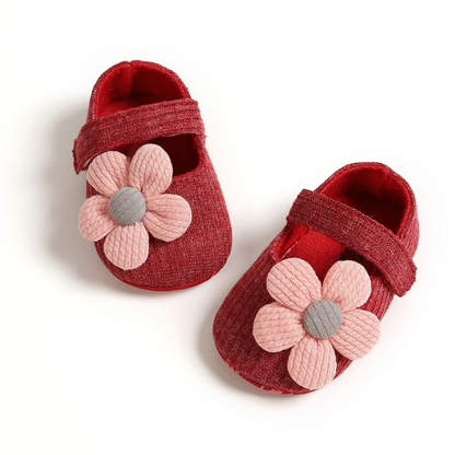 Chaussures premiers pas mignonnes à fleurs pour fille 
