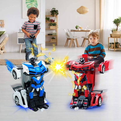 Remote Control Robot Car Transforming Toy with LED Lights, Safe for Ages 3+