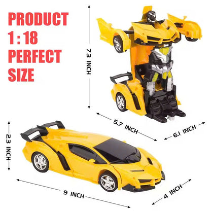 Remote Control Robot Car Transforming Toy with LED Lights, Safe for Ages 3+