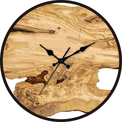 Rustic Wood Grain Wall Clock with Metal Frame – 11.81 Decorative Timepiece with Silent Quartz Movement and Roman Numerals 0