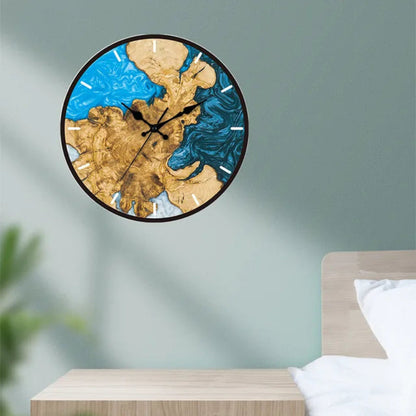 Rustic Wood Grain Wall Clock with Metal Frame – 11.81 Decorative Timepiece with Silent Quartz Movement and Roman Numerals 5