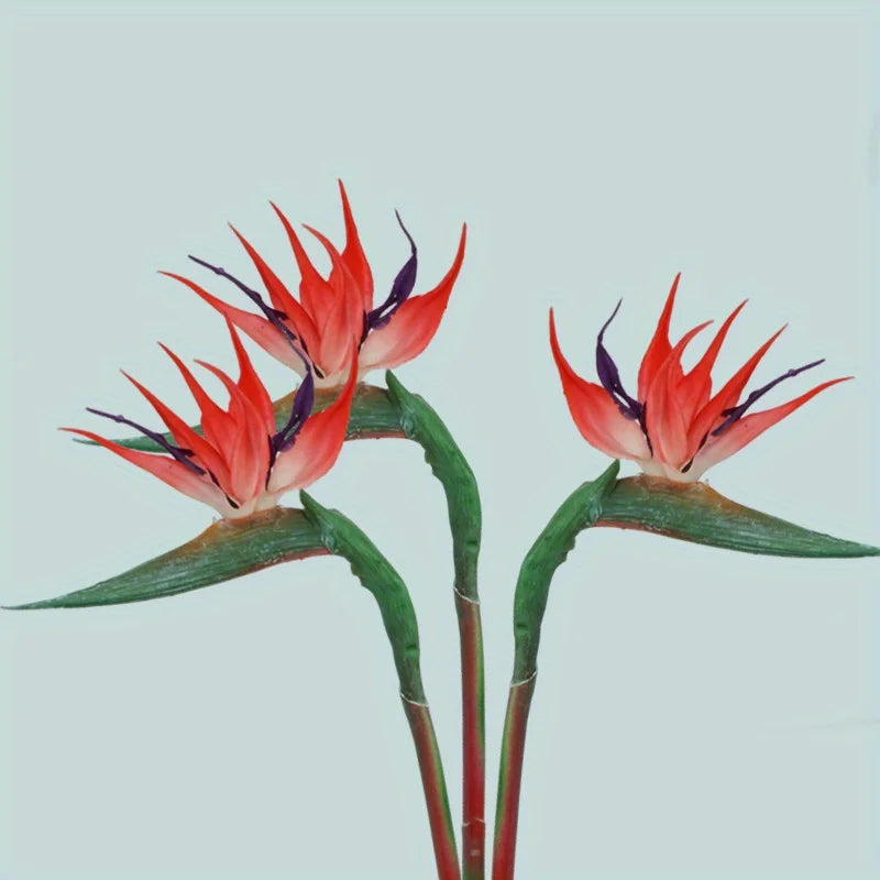 Ensemble décoratif de 3 fleurs artificielles d'oiseau de paradis