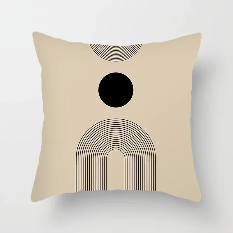 Housse de coussin décorative élégante noire et blanche à motifs abstraits