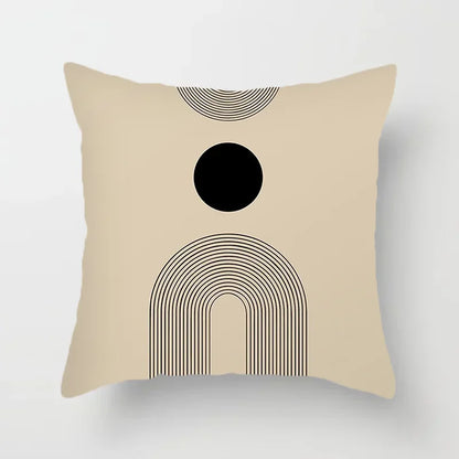 Housse de coussin décorative élégante noire et blanche à motifs abstraits