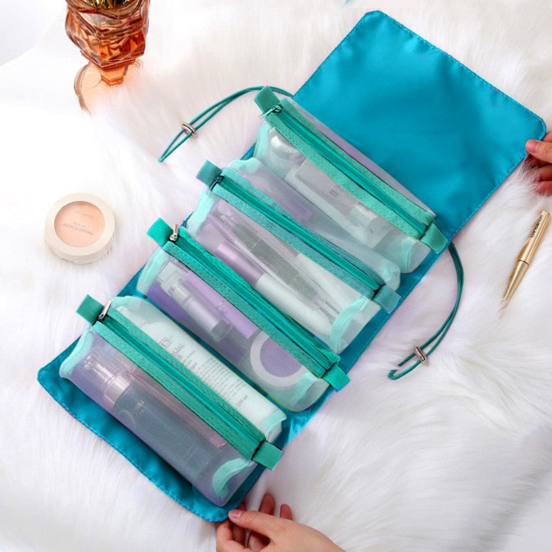 Trousse de rangement de maquillage pliable et portable pour les voyages
