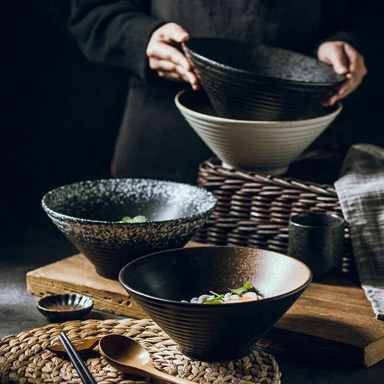 Authentic Asian Style Ramen Bowl - Hand Painted Ceramic