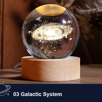 Lampe de nuit galaxie cosmique | Boule de cristal LED avec étoiles