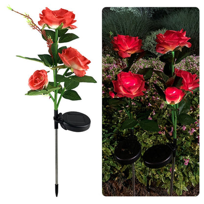 Lampe de jardin LED extérieure en forme de rose