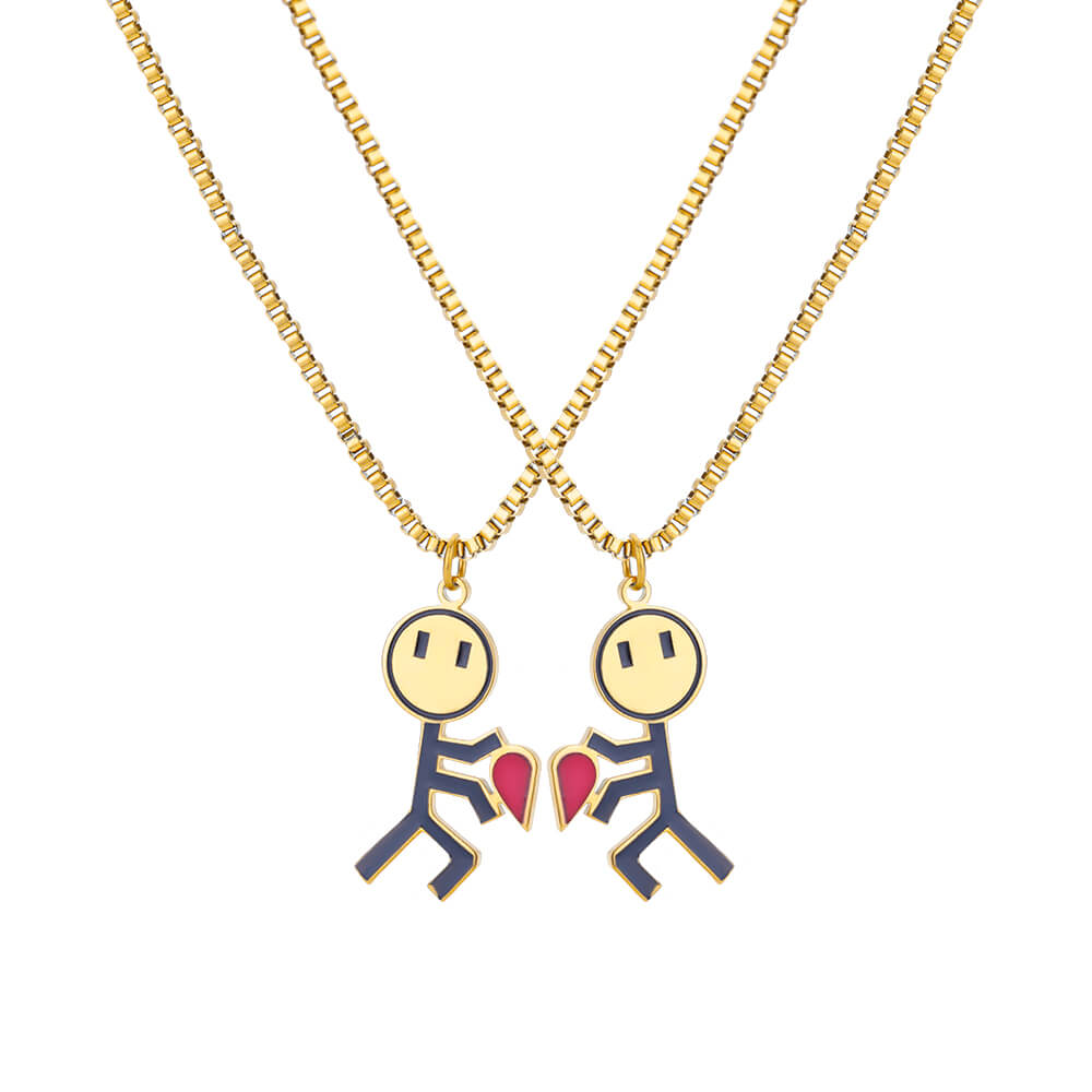 Ensemble de colliers pendentifs cœur pour couple romantique