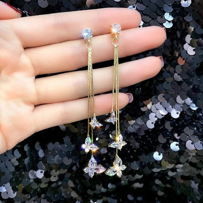 Magnifiques boucles d'oreilles pendantes à motif floral