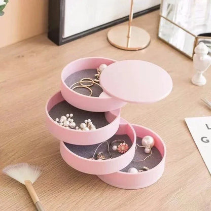 Coffret de rangement rotatif pour bijoux avec couvercle à 5 niveaux