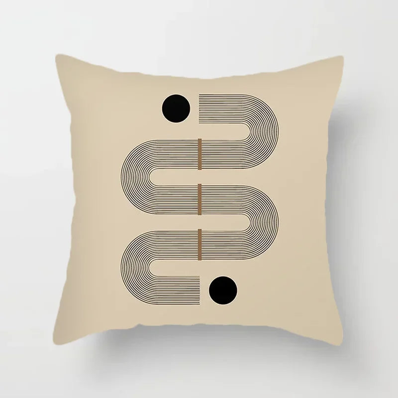 Housse de coussin décorative élégante noire et blanche à motifs abstraits