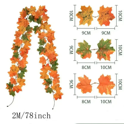 Guirlande décorative automnale en feuilles d'érable artificielles