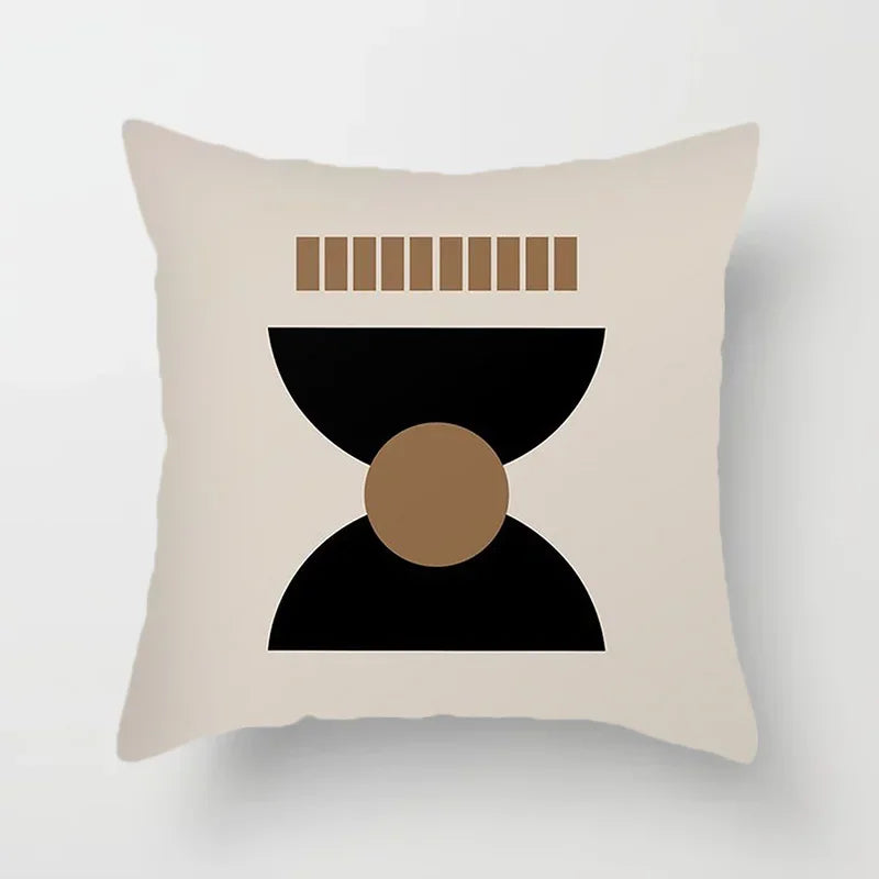 Housse de coussin décorative élégante noire et blanche à motifs abstraits