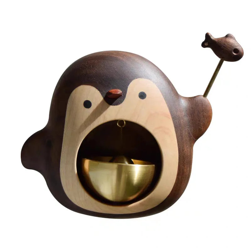 Sonnette de porte pingouin en bois amusante