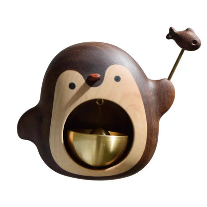 Sonnette de porte pingouin en bois amusante