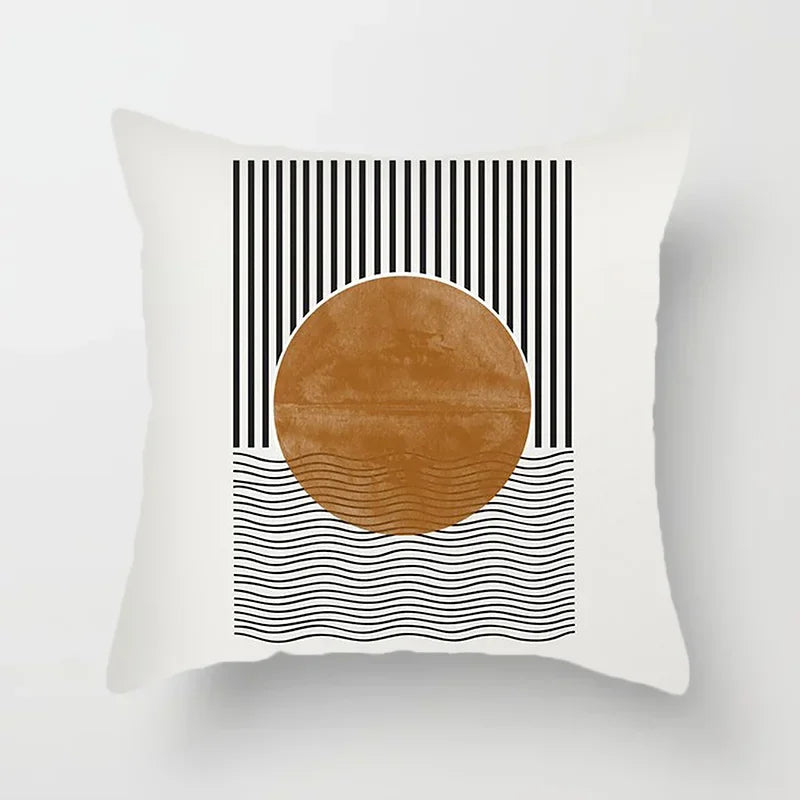 Housse de coussin décorative élégante noire et blanche à motifs abstraits