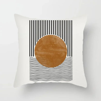 Housse de coussin décorative élégante noire et blanche à motifs abstraits