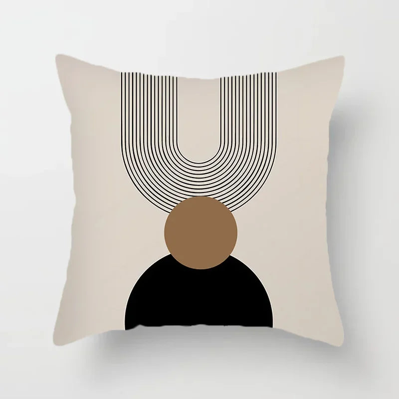 Housse de coussin décorative élégante noire et blanche à motifs abstraits