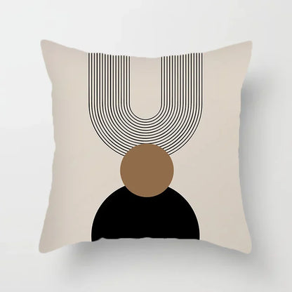 Housse de coussin décorative élégante noire et blanche à motifs abstraits