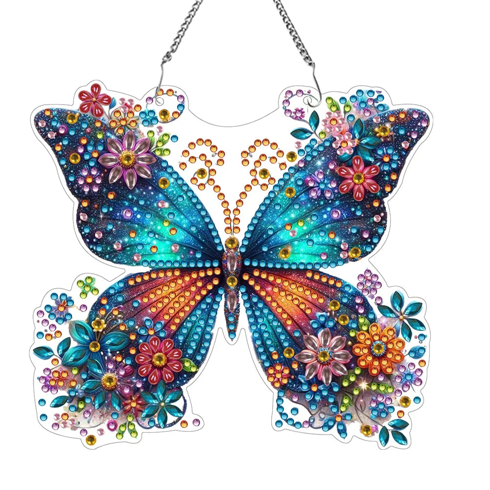 Pendentif décoratif papillon coloré en diamant