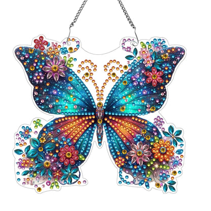 Pendentif décoratif papillon coloré en diamant