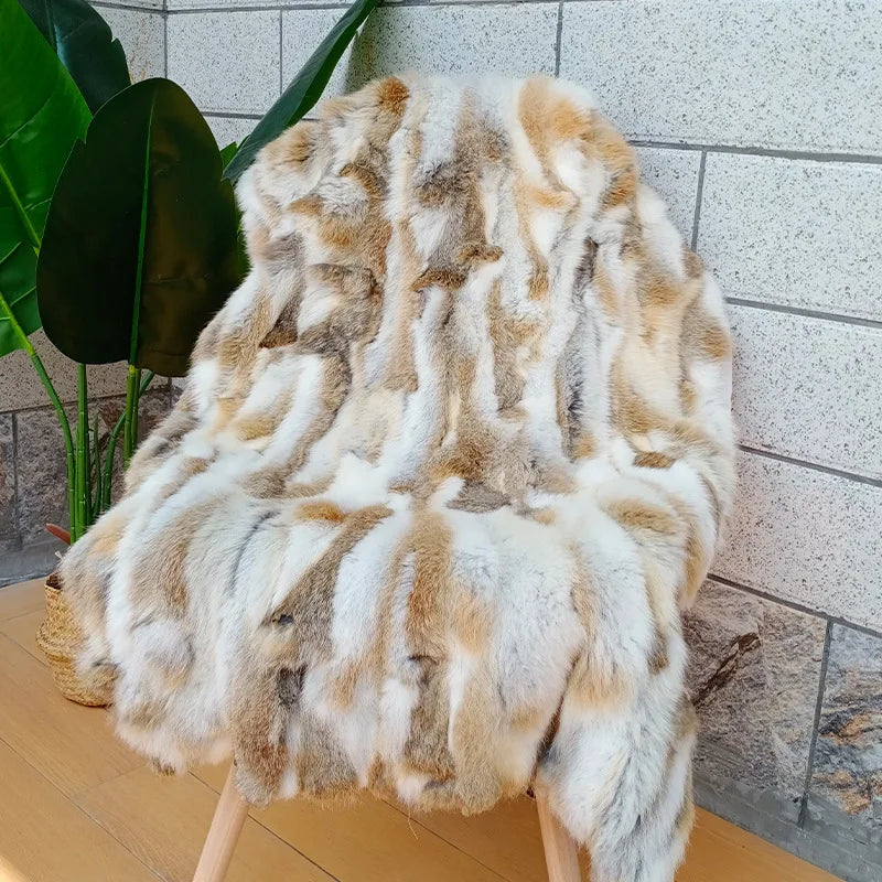 Tapis en fausse fourrure douce et moelleuse 100x50 cm, jeté naturel fait main