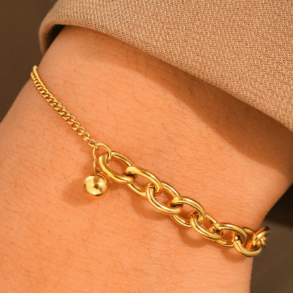 Slim Curb & Chunky Paperclip Chain Bracelet - Halri