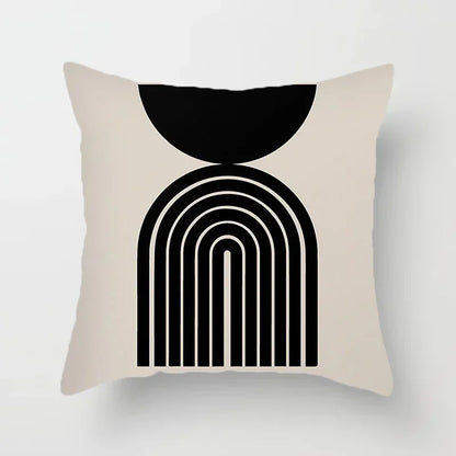 Housse de coussin décorative élégante noire et blanche à motifs abstraits