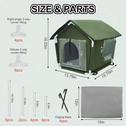 Waterproof Pet Shelter with Cozy Bed for Cats & Dogs