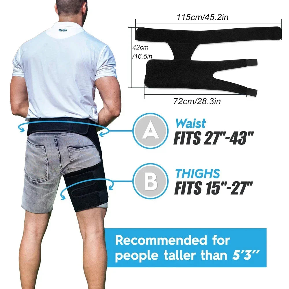 Neoprene Thigh Support Wrap - Adjustable Compression Sleeve