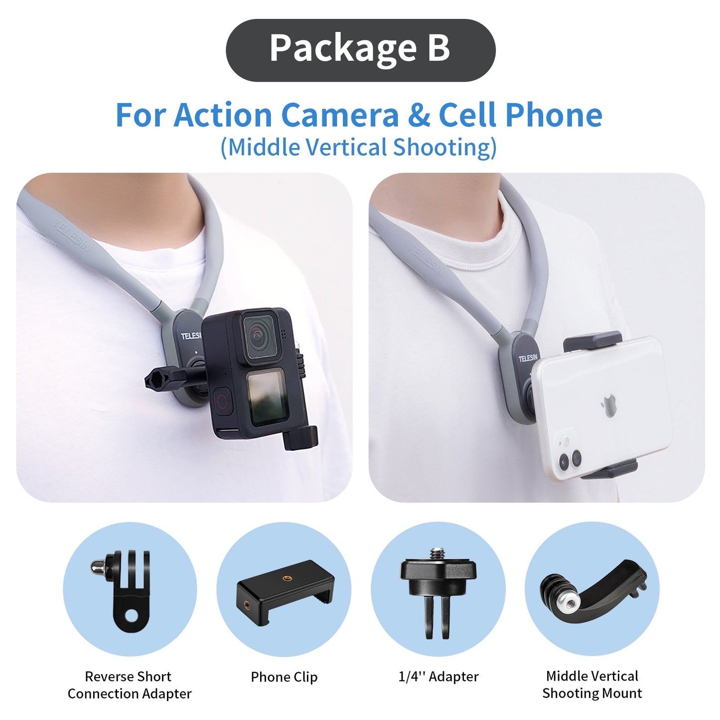 Sangle de cou flexible pour caméra d'action