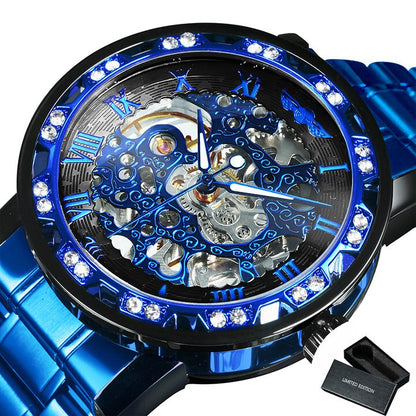 Montre squelette automatique audacieuse pour homme 