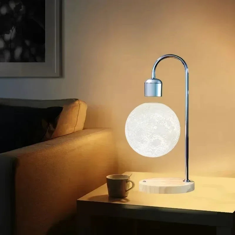 Veilleuse LED flottante en forme de lune avec chargeur sans fil