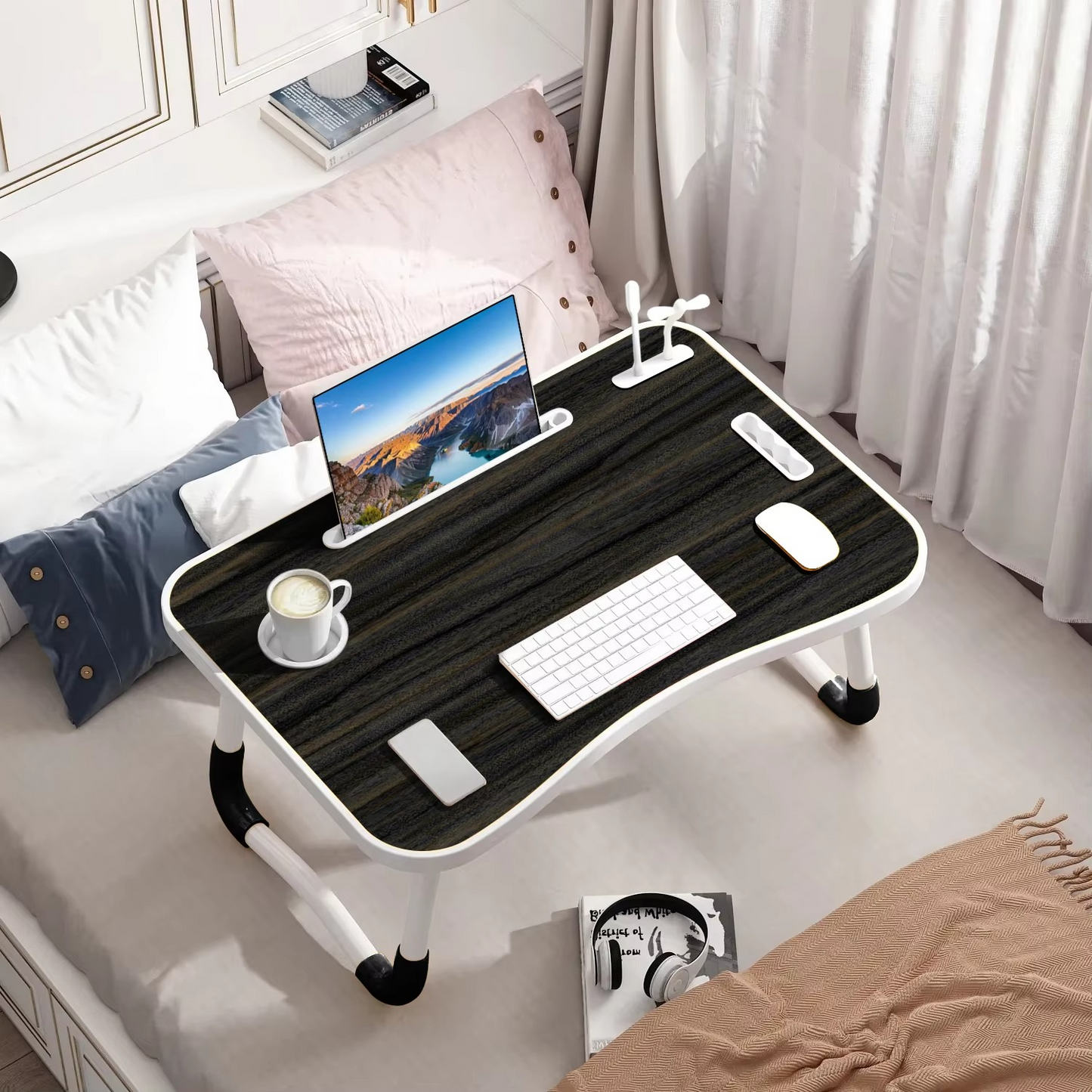 Compact Laptop Desk with USB Light and Fan - Halri