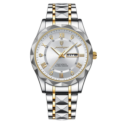 Men's Silver Stainless Steel Watch with Glow Dial
