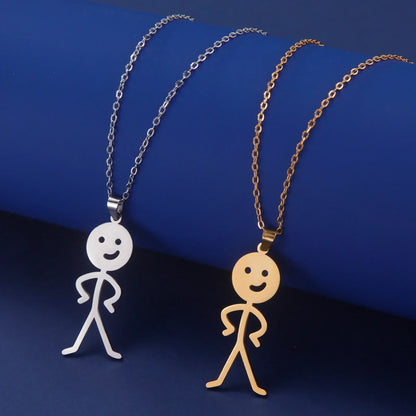 Collier pendentif bonhomme bâton punk amusant avec doigt d'honneur